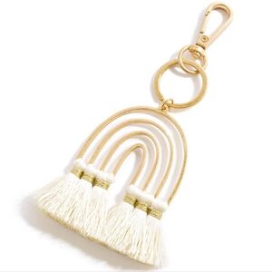 Boho keychain - gold with cream fringe